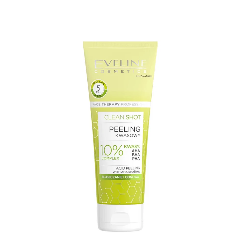 Eveline Face Acid Peeling Clean Shot 10% Acid Complex All Skin Types Vegan 75ml - Image 1 of 1