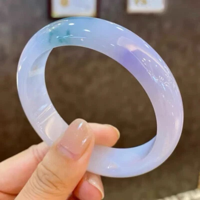 Jadeite Violet Jade Bracelet Floating Flower Circle Spring Colorful Bracelet - Image 1 of 4