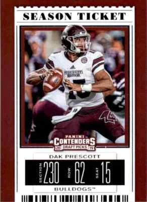 2019 Panini Contenders Draft Picks Dak Prescott Mississippi State Bulldogs #25 - Image 1 of 2