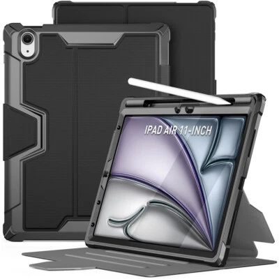 For iPad Air 11 inch M2 2024 Case Poetic Stand Folio Cover Built-in Screen Black - Image 1 of 4