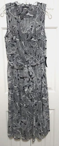 TOMMY HILFIGER Fully Lined Print Dress 12 Black/White Sleeveless Full Skirt NWT - Picture 1 of 6