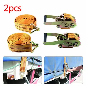 2 Pack Heavy Duty Ratchet Tie Down Straps 50mm 6M Lashing Cargo Luggage 2 tons - Picture 1 of 12