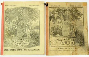 1913 Agricultural Almanac 1927 Lot Vintage John Baer's Sons Lancaster PA Pair US - Picture 1 of 6