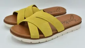 Zodiac Womens Size 9.5 M Naila LE Suede Slide On Yellow Lemon Flat Sandals Shoes - Picture 1 of 11