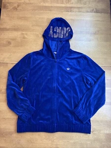 Juicy By Juicy Couture Plus Size 3XL Blue Velour Zip Hoodie Track Jacket Crown - Picture 1 of 23