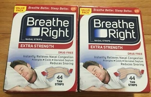 88 BREATHE RIGHT Nasal Strips EXTRA TAN Adult Size Nose Stop Snoring Breath Red - Picture 1 of 1