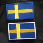 2Pcs Sweden Flag Swedish Flag Militray Tactical Hook Loop Patch Badge White Blue