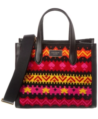 Kate Spade -Manhattan- Carnival Fair Isle Sweater Knit Sm. Tote- Pink NWT- $398 - Image 1 of 4