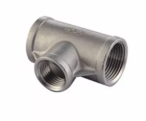 Tee 150# 316 Stainless Steel 3/4" FNPT Threaded Fitting Heavy Duty - Picture 1 of 2