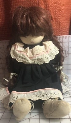 Muñeca de tela de trapo de colección 1983 de Pauline cabello castaño 19" cuerpo suave felpa-X Foto 1 de 4