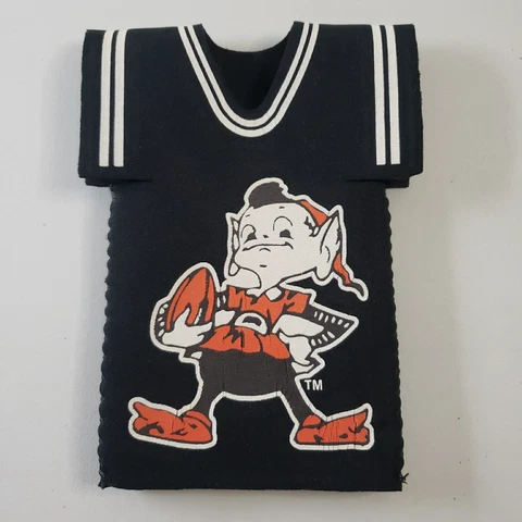 Cleveland Browns Jersey Shaped Bottle Koozie Coozie Brownie the Elf Football Cover