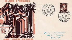 Enveloppe Philatélie 1er jour 1955 Algérie Alger Musée de Bardo 1 - Foto 1 di 2