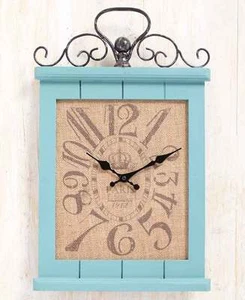 Koralle gerollt Metall Perlenbrett Wanduhren türkis Sackleinen Vintage Wanduhr - Bild 1 von 3