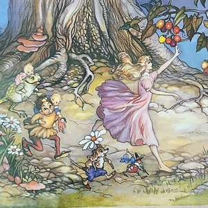 VTG Wall Poster Art "Medieval Fairies" 27x19 Nerida Singleton RARE OOP 90's - Picture 1 of 9