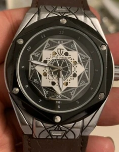 Luxus Geometrische Automatik Herren Wasserdicht Skelett Uhr Verstärktes Glas Zifferblatt - Bild 1 von 12