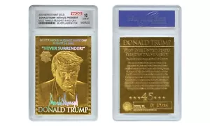 DONALD TRUMP President MUGSHOT PLATA LÁSER ORO Tarjeta GEMA-COMO NUEVA 10 Numerada de 24 - Imagen 1 de 3