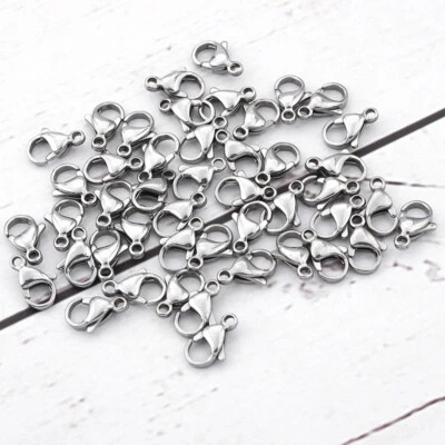 50x Stainless Steel Lobster Clasp Hooks for Necklace&Bracelet Chain DIY Findings - Image 1 of 4