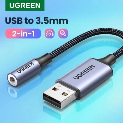 UGREEN USB Audio Sound Card External 3.5mm USB MicroPhone Adapter For PS Laptop - Image 1 of 4