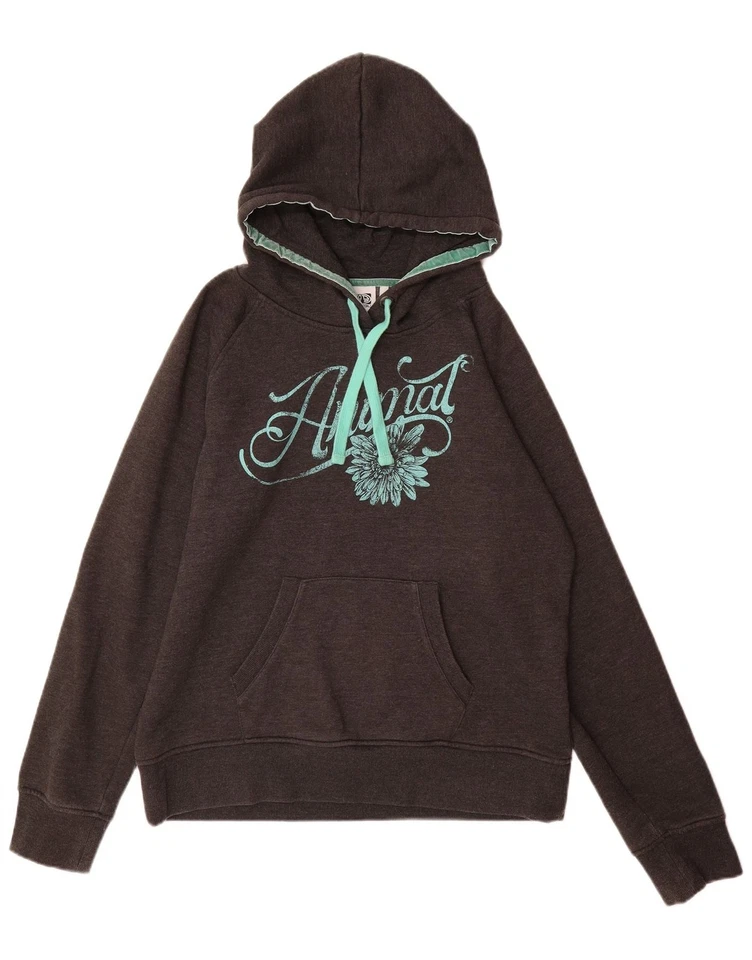 Sudadera con capucha gráfica ANIMAL para mujer Reino Unido 16 grande gris algodón CA22 Foto 1 de 3