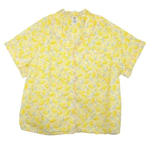 Lands’ End Women's 3X Pajama Top 100% Cotton Button Front Lemon EUC - Picture 1 of 8