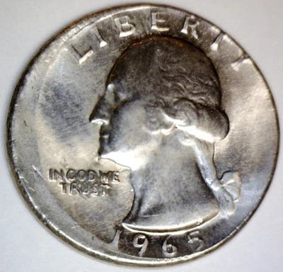 1965 ERROR OFF CENTER Washington Quarter Unc. / BU Details O/C Coin   NR - Image 1 of 4