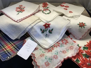 2016🌟Vintage Weihnachten Urlaub Taschentuch Taschentücher Taschentuch Menge 9 Druck Emb #5 - Bild 1 von 7