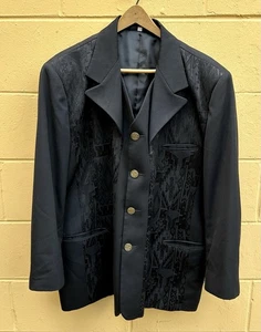 Pronti Collection by Phita Men's Black Blazer Jacket Size XL Southwestern Design - Picture 1 of 6
