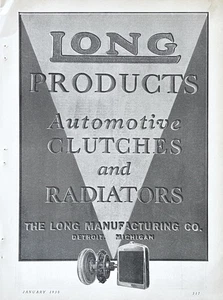 1930 Anzeige Long Manufacturing Co Detroit MI Auto Heizkörper & Kupplungen - Bild 1 von 1