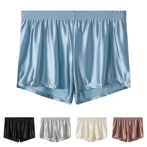 Men's Comfy Ice Silk Boxer Shorts Loose Fit Sleepwear and Underwear Trunks - Picture 1 of 18