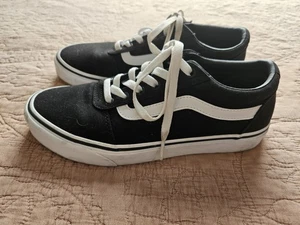 Zapatos de Skate VANS Clásicos Old Skool Blanco y Negro de Lona Usados en Excelente Condición para Mujeres 8.5 - Imagen 1 de 8