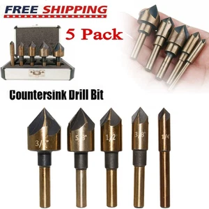 Set 5 pezzi punte trapano industriale cobalto svasatore alesatore lavello angolo smusso - Foto 1 di 12