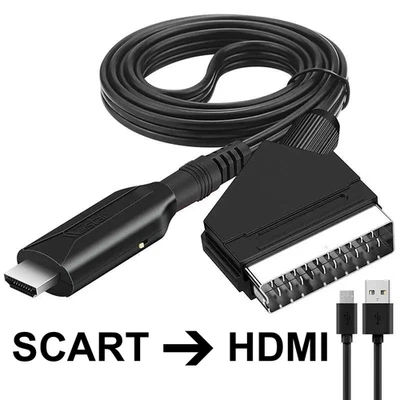 SCART auf zu HDMI Adapter Kabel 1 Meter Wandler Konverter HD Video Audio HD TV - Bild 1 von 4