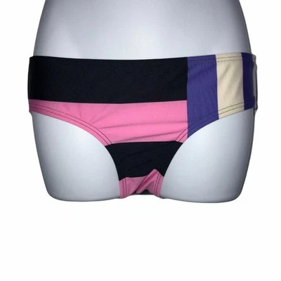 Braguita de bikini Kate Spade para mujer XS colorida a rayas rosa púrpura bloques de color Foto 1 de 4