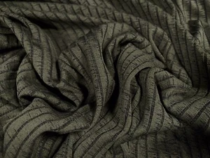 Heavyweight Stretch Knitwear Rib Jersey Fabric, Per Metre - Olive Green Melange - Picture 1 of 3