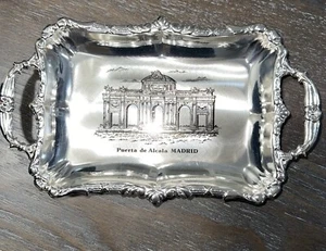 Silver Color Souvenir Puerta De Alcala Madrid Tip Tray - Picture 1 of 2