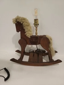 VTG Rare Nursery Lamp Wooden Rocking Horse Tabletop Works See Last Picture - Picture 1 of 13