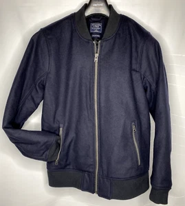 Abercrombie & Fitch Navy Varsity Bomber Italian Wool Jacket ~  Men’s Medium - Picture 1 of 9
