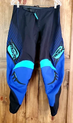 MSR Axxis BMX 越野摩托车赛车裤男式成人尺寸 32 全地形车户外黑色蓝色 — 第 1/4 张图片