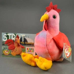 Strut the Rooster #4171 Ty gorro retirado bebé con tarjeta coleccionable - Imagen 1 de 9
