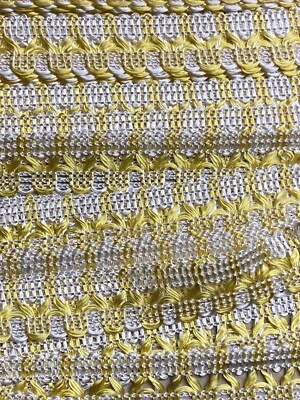 Borde de costura vintage años 60 tejido oro amarillo blanco 10 yardas + Foto 1 de 4