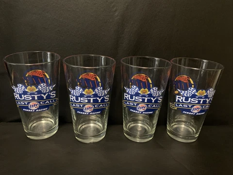 Vtg Rusty Wallace Miller Lite Pint Glasses 1984-2005 Penske Racing Last Call -4 Cover