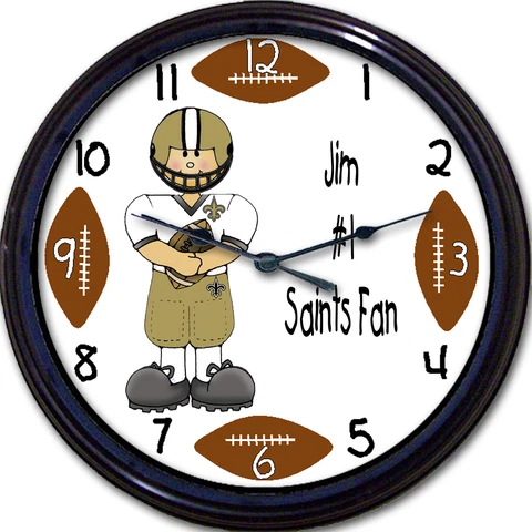 New Orleans Saints Personalized Wall Clock NFL Football Louisiana Brees Custom Cover