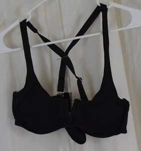 ZAFUL Women's Ribbed Two Piece Bikini High Cut Underwired Bikini Black Size 6 - Picture 1 of 3