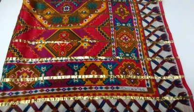 Oscar de la Renta Silk Lamé Large Scarf Gold Metallic BOHEMIAN EARLY 70s YEARS - Image 1 of 4