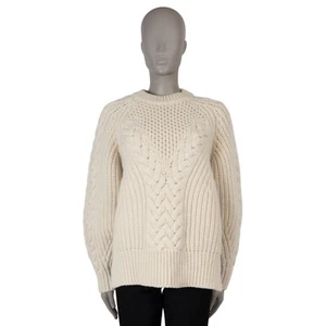70746 auth ALEXANDER MCQUEEN cream wool 2018 CHUNKY CABLE KNIT Sweater M - Picture 1 of 7