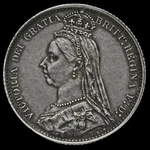 1887 Queen Victoria Jubilee Head Silver Sixpence, Withdrawn Type, G/EF - Picture 1 of 2