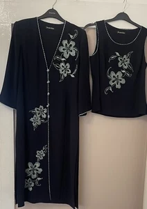 Jacques Vert Damas Inteligente Azul Marino Top Y Chaqueta Larga Talla UK 10 Sin Falda E11 - Imagen 1 de 12