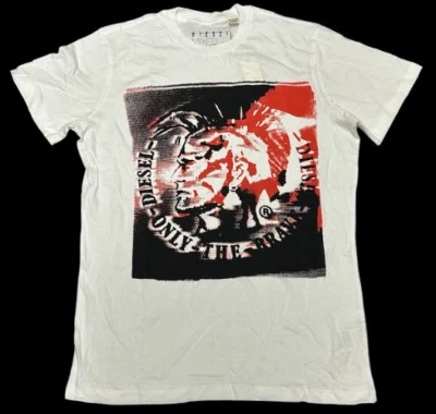 Винтажный Y2K $58 DIESEL белый MOHICAN короткий рукав Slim Fit дизайнерская футболка с Ярлыками - Изображение 1 из 2