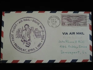 USA - 1931 First Flight Airmail Cover from Raleigh, North Carolina - Picture 1 of 2