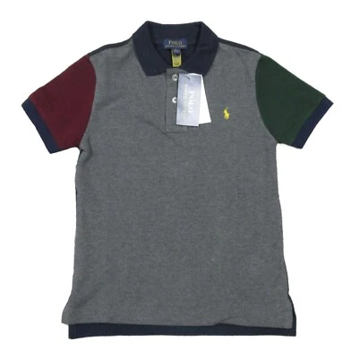 Polo Ralph Lauren Boys Gray Colorblock Mesh Short Sleeve Polo Shirt - Image 1 of 3